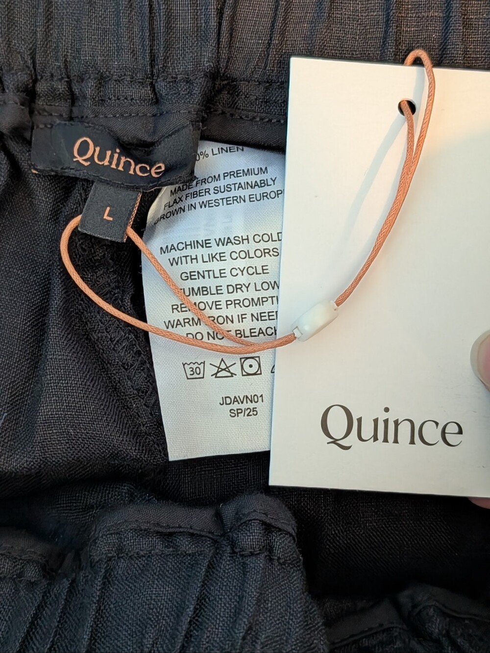 Quince European Linen Wide Leg Pants, Black Size L - Picture 4 of 4